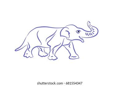 Sketch funny elephant icon