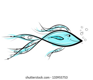 Sketch of funny fish for your design