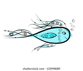 Sketch of funny fish for your design