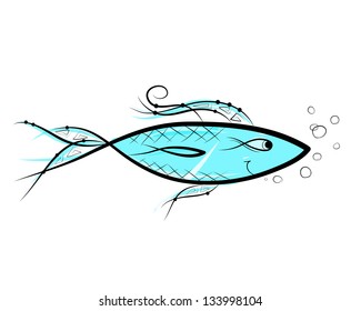 Sketch of funny fish for your design