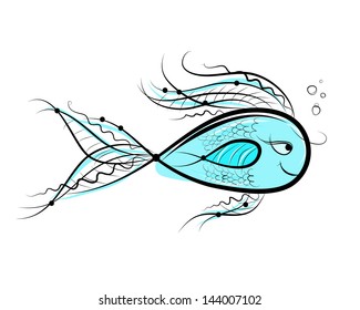 Sketch of funny fish for your design 