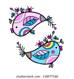 Sketch of funny fishes for your design