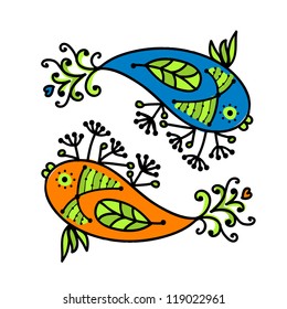 Sketch of funny fishes for your design