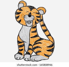 sketch funny tiger