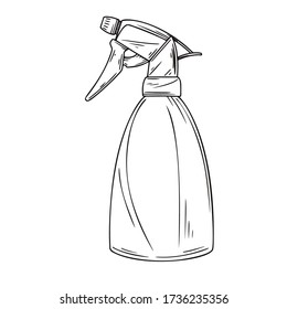 Sketch garden sprayer. Bottle aerosol isolated on a white background. Vector illustration