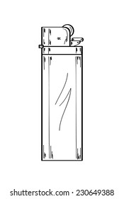 sketch of the gas lighter on white background, vector, isolated