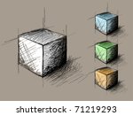 sketch of geometric  object (cube)