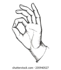 Sketch, gesture, isolated on white background. Vector illustration.