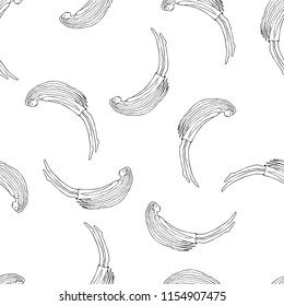 Sketch ghost soul path flying girls on dark white background. Seamless vector pattern for craft, textile, fabric, wrapping