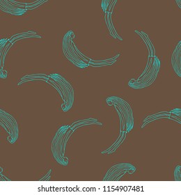 Sketch ghost soul path flying turquoise girls on brown background. Seamless vector pattern for craft, textile, fabric, wrapping