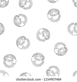 Sketch ghost soul path flying girls in round. Seamless vector pattern for craft, textile, fabric, wrapping