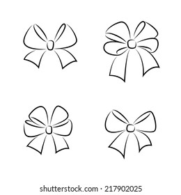 Sketch gift bows. Hand drawn graphic elements for your design 