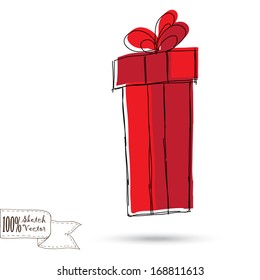 Sketch gift box with bow