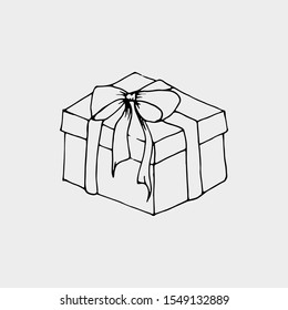 Sketch gifts. Present christmas and new year. Black and white sketch.
