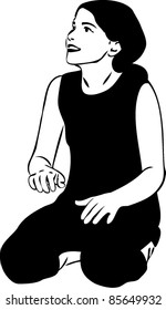 sketch of a girl in a black T-shirt