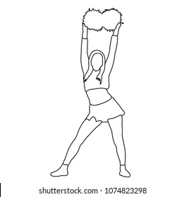 sketch girl cheerleader, sport, icon, isolated