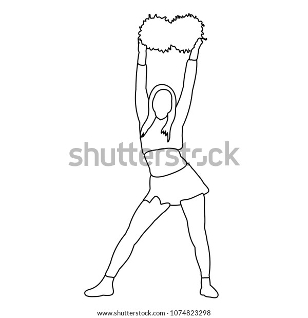 Sketch Girl Cheerleader Sport Icon Isolated Stock Vector (Royalty Free