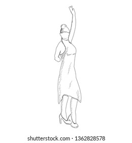sketch of a girl dancing