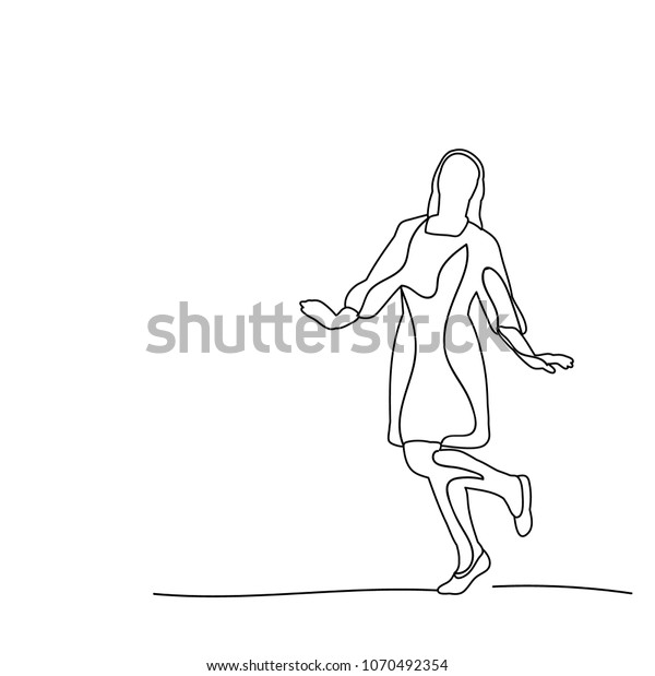 Sketch Girl Dancing Outline Stock Vector (Royalty Free) 1070492354 ...