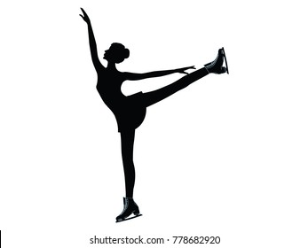 Sketch - girl on skates - isolated on white background - art vector