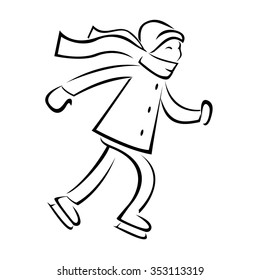 Sketch of the girl on skates. Vector, EPS 8