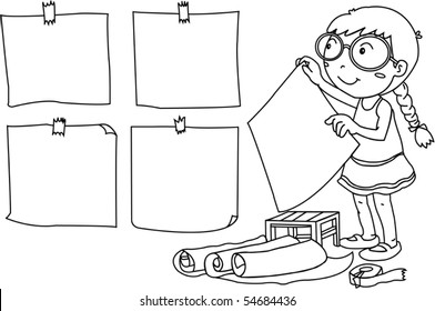 Sketch of A Girl on white background