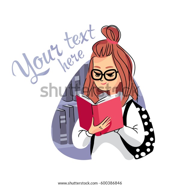 Sketch Girl Reading Book Stock Vector Royalty Free 600386846