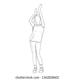 sketch girl rejoices