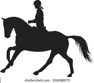 A sketch of a girl riding on a horse.