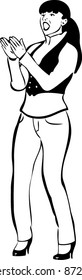 sketch of a girl singing and clapping