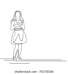 sketch of a girl standing, isolated