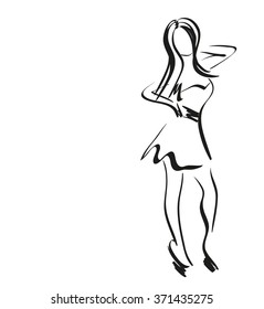 Sketch of girl, vector