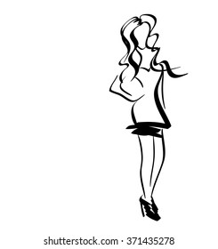 Sketch of girl, vector
