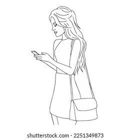 sketch of a girl in vector graphics