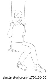 A sketch of a girl who is sitting on a swing