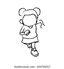 sketch girl young kid happy expression