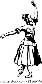 sketch of girl's ballerina standing in a pose