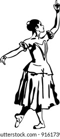 sketch of girl's ballerina standing in a pose