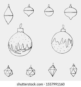 Sketch glass christmas baubles ball, balls set, collection