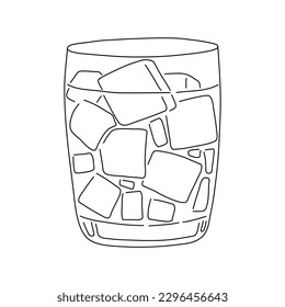 Sketch of glass with iced coffee. Vector illustration.