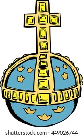 Sketch of globe and crucifix for a Swedish Crown