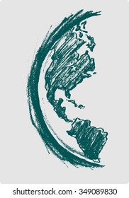 Sketch Globe Horizon-Vectorized from my hand drawn sketch, showing map of America