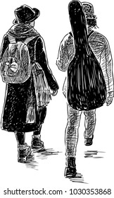 Sketch of the going young townspeople