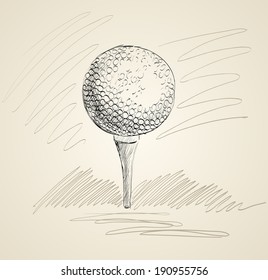 Sketch Of A Golf Ball. Hand Drawn Illustration