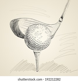 Sketch Of A Golf Ball. Hand Drawn Illustration