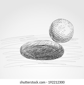 sketch of a golf ball. Hand drawn illustration