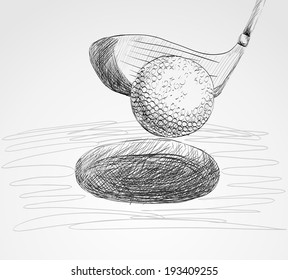 sketch of a golf ball. Hand drawn illustration