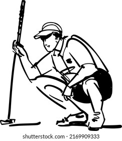 Sketch Of A Golfer Person With A Golf Stick