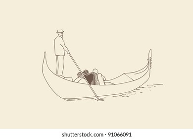 SKETCH.The gondolier floats