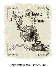 sketch of gramophone
